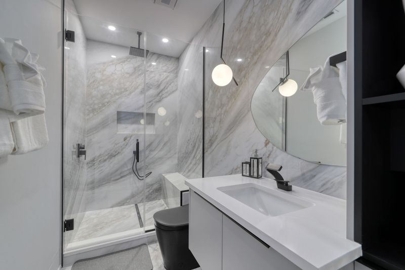Elegant bathroom with natural stone