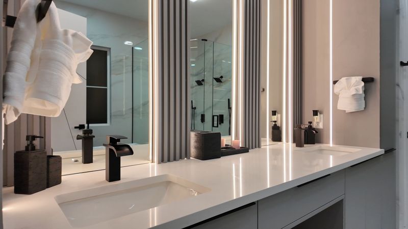 Elegant bathroom with natural stone