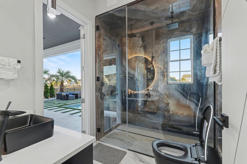Elegant bathroom with natural stone